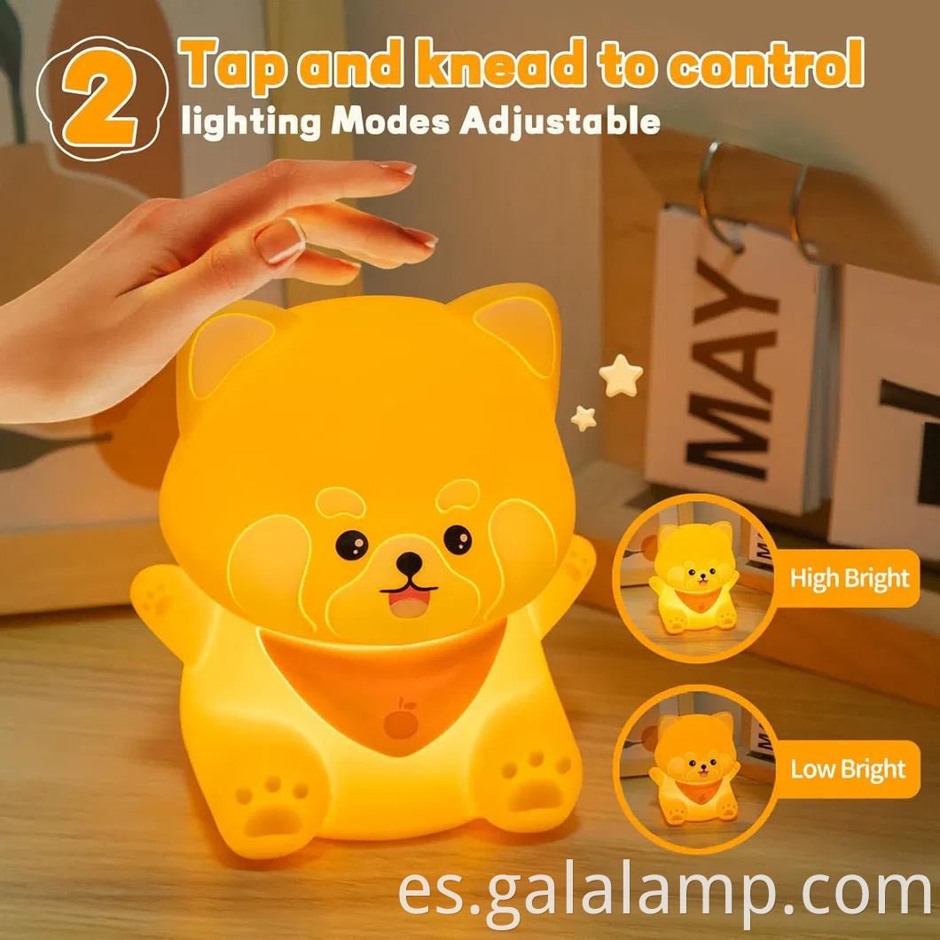 Adorable lámpara táctil de panda roja recargable para habitaciones para niños